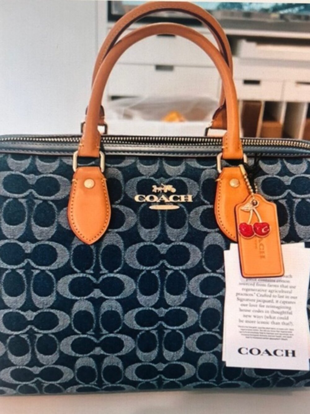 Coach Rowan Satchel Bag In Signature Denim Canvas NWT CY699 - Picture 5 of 6
